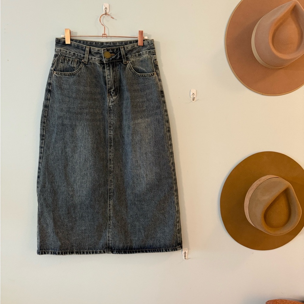 Classic Denim Midi Skirt